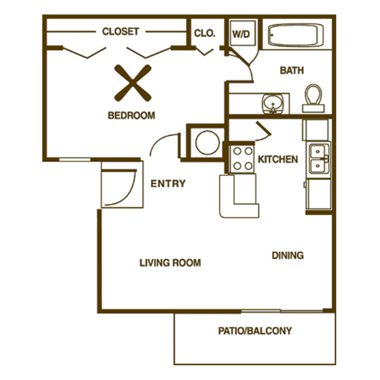 Cozy 1 Bedroom Apartment Floor Plan