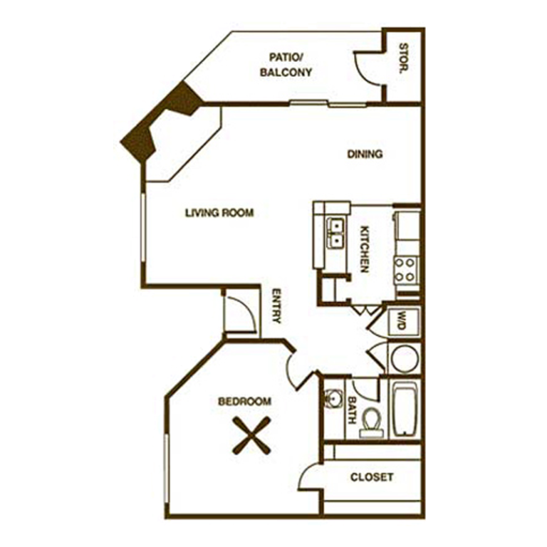 1 Bedroom Apt in San Antonio Floor Plan
