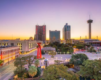 Top view of downtown San Antonio in Texas USA