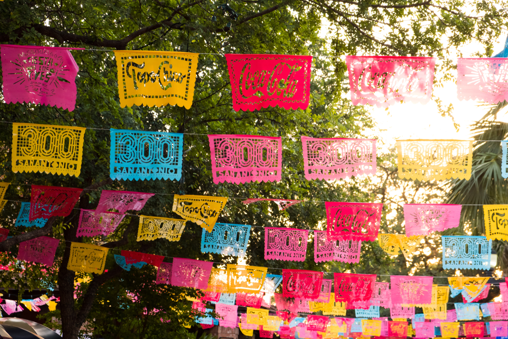 colored flags for fiesta