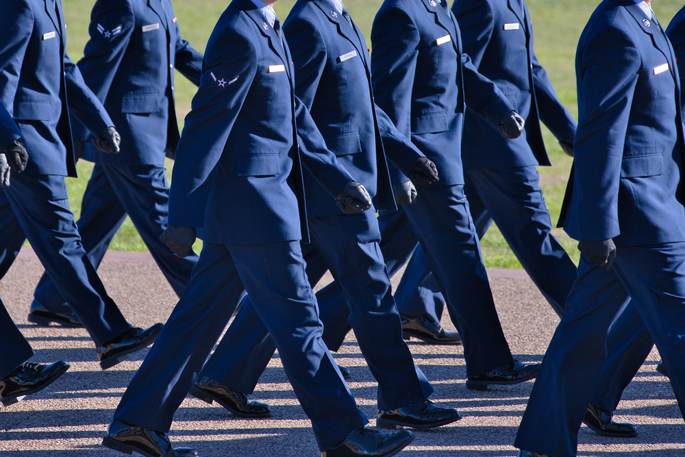 members of the us air force marching