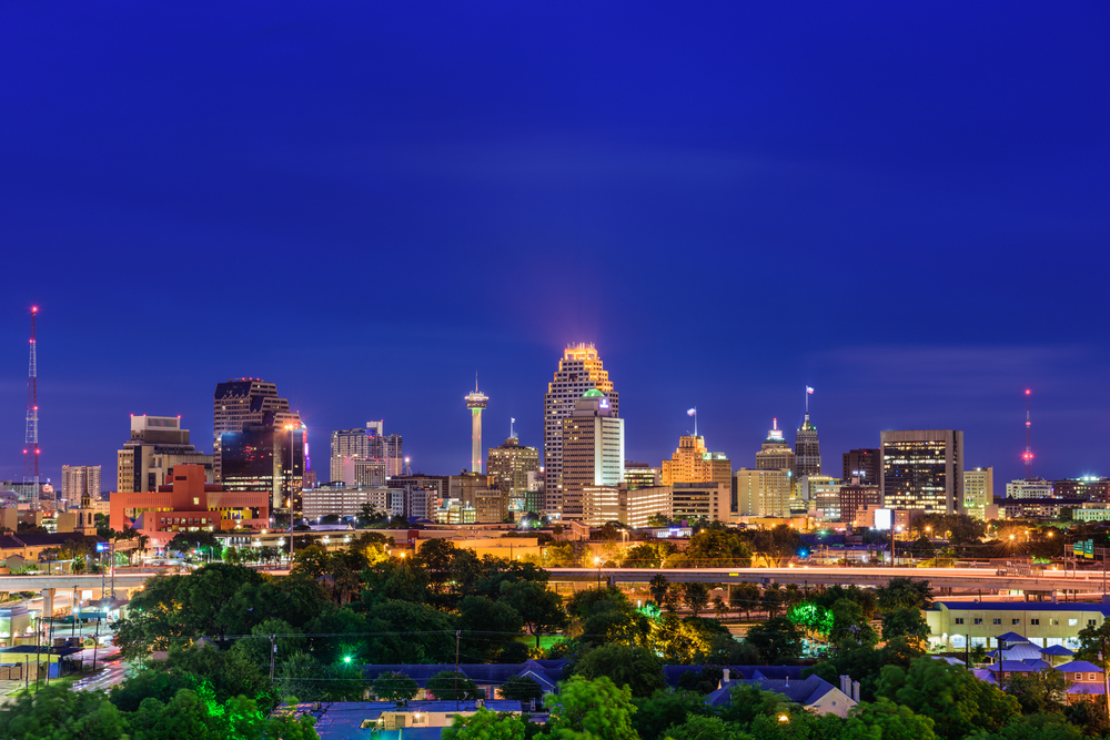 San Antonio skyline at night.